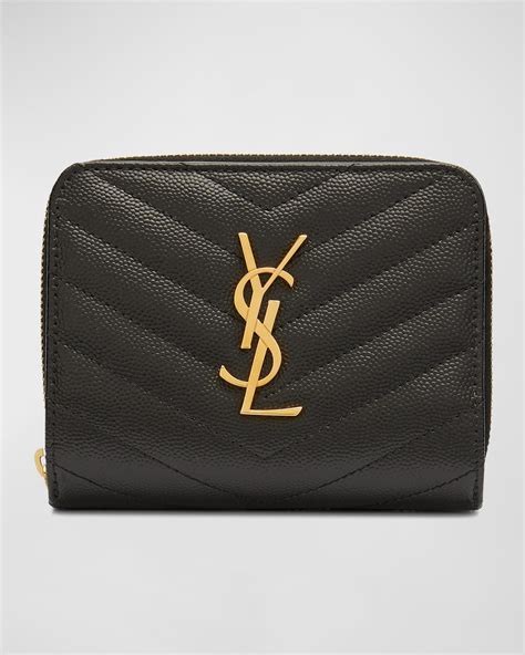 saint laurent monogram ysl quilted leather zip around grey wallet|st laurent's wallet.